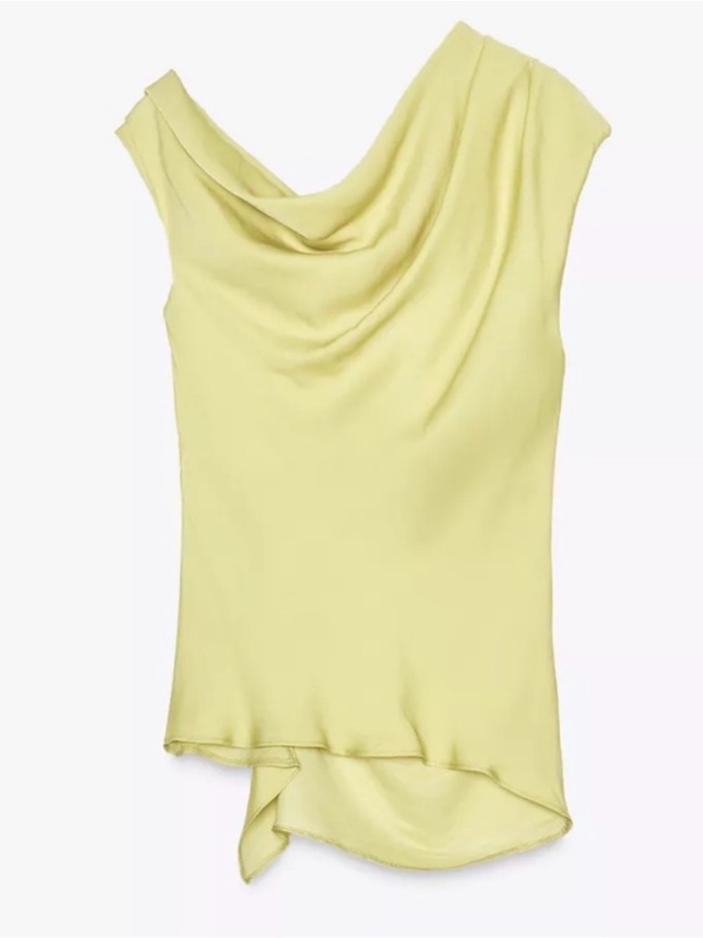 Zara Pale Yellow Draped Camisole with Side Knot - Picture 2 of 6